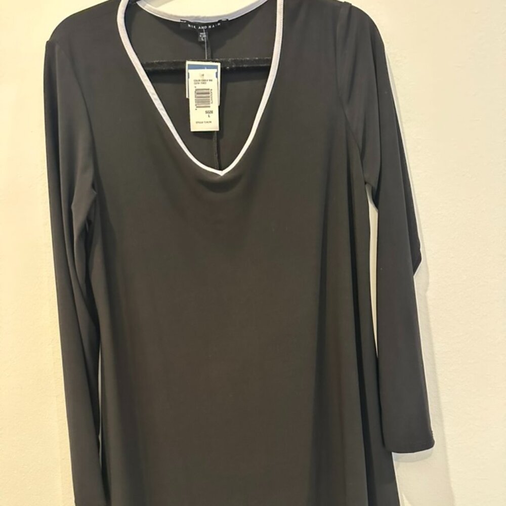 Women's sheer dress - long sleeve - black and white - size L